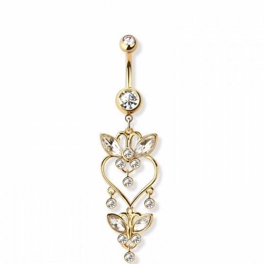 HEART BUTTERFLY 316L SS NAVEL BELLY RING