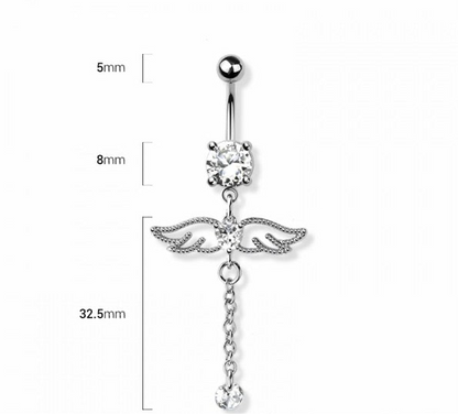 Angel Wings Dangle Belly Button Ring