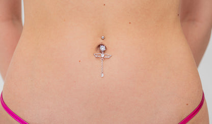 Angel Wings Dangle Belly Button Ring